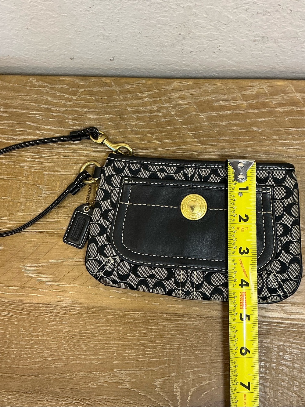 Coach Vintage Black and Gray/Brown Signature Canvas Mini Wristlet - Picture 9 of 9